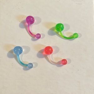 Set of 4 Plastic Glow in the Dark Belly Button Ring